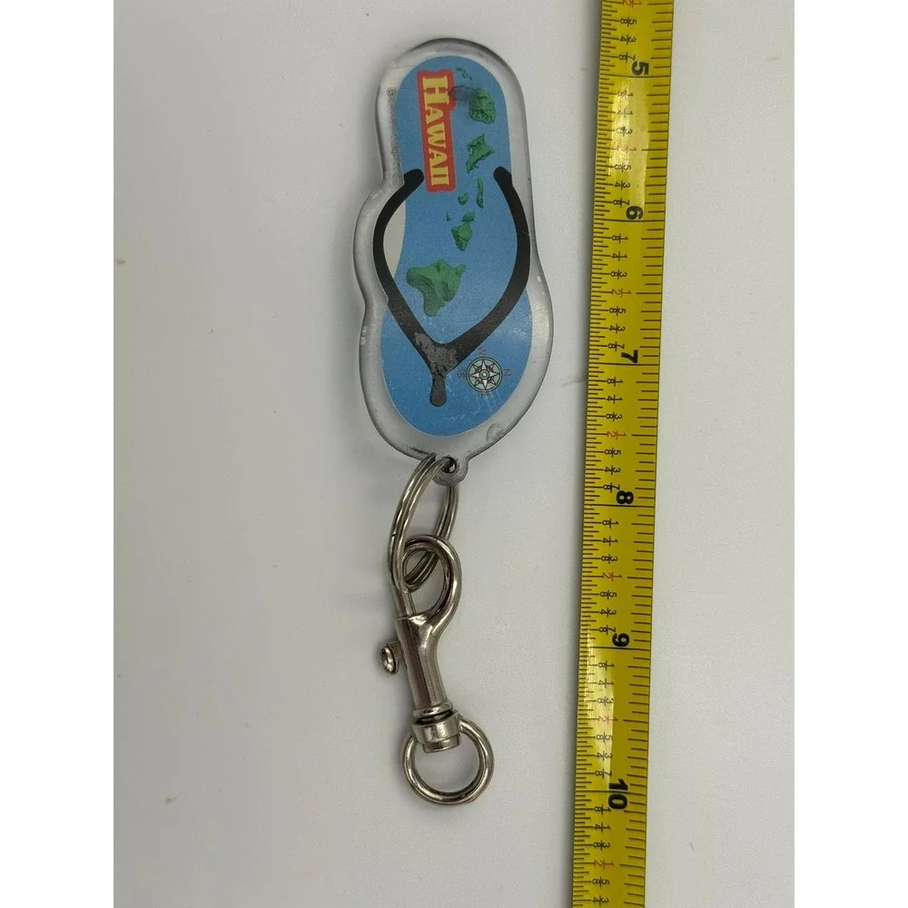 Hawaii Souvenir Flip Flop Keychain Blue Island‎ Map Acrylic Key Ring Accessory